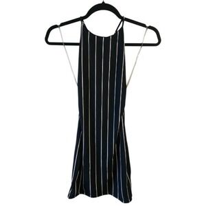 NWT Sabora Black Striped Bodycon Mini Dress Small Criss Cross Back